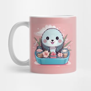 Kawaii Otter in sushi bento Japanese style Mug